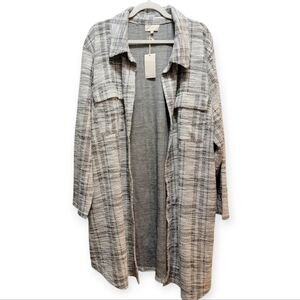 Melloday Long Line Shacket Lightweight Black/Off White/Ivory 3X NWT!